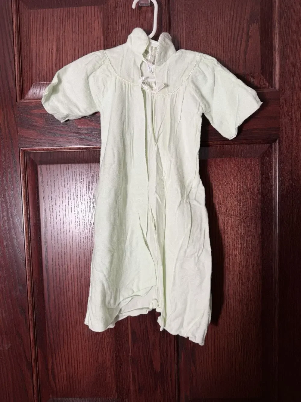Vintage Sorbeau Baby Gown Layette Infant Sleepwear Mint Green Tie Front USA